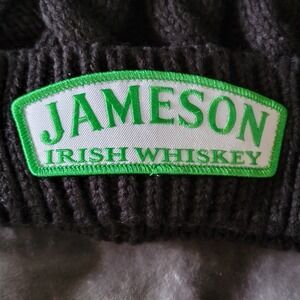 Jameson Beanie Hat Unisex OS Black Excellent Cable Knit Pom Pom Irish Whiskey